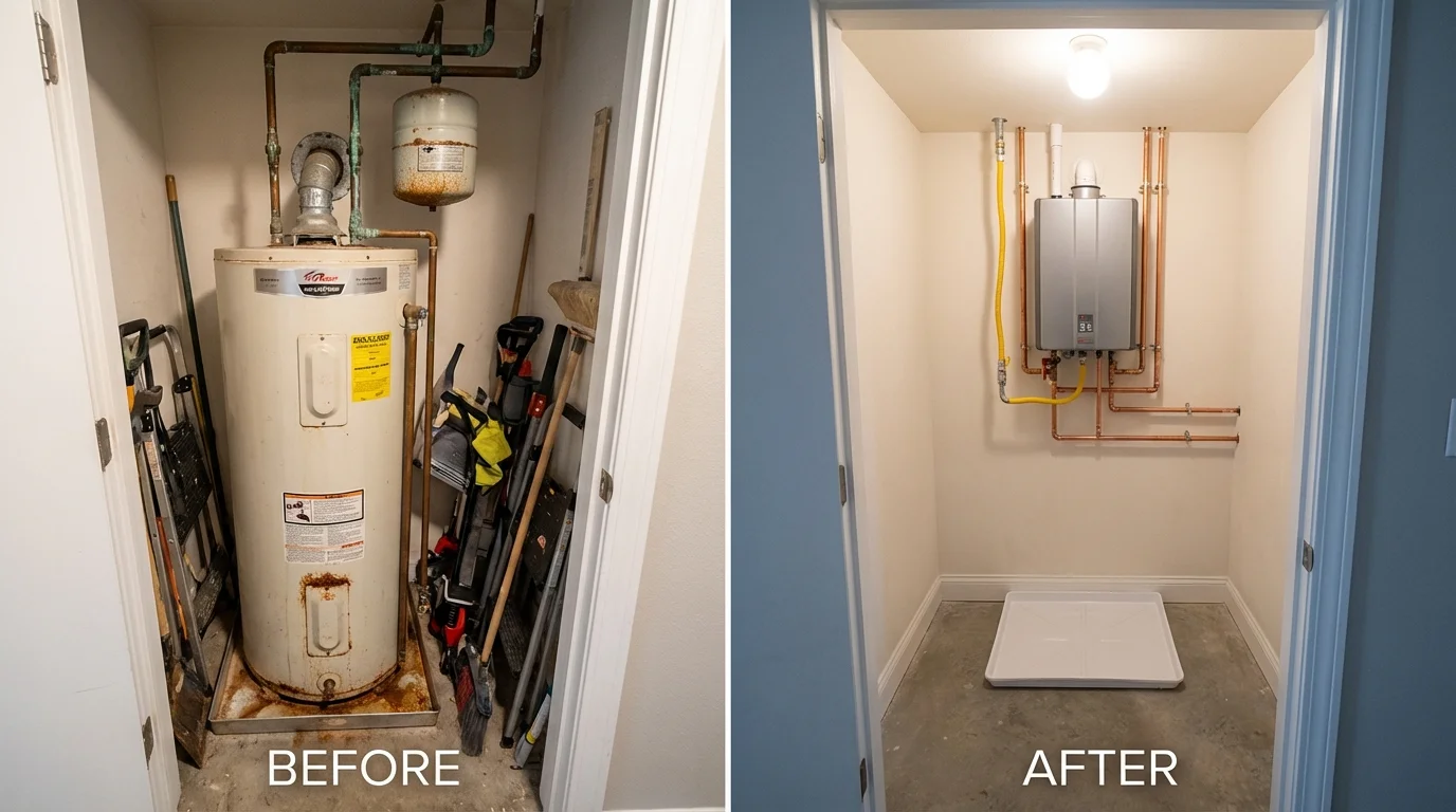 Tank water heater versus wall-mounted tankless unit comparison for Jackson, NC homeowners